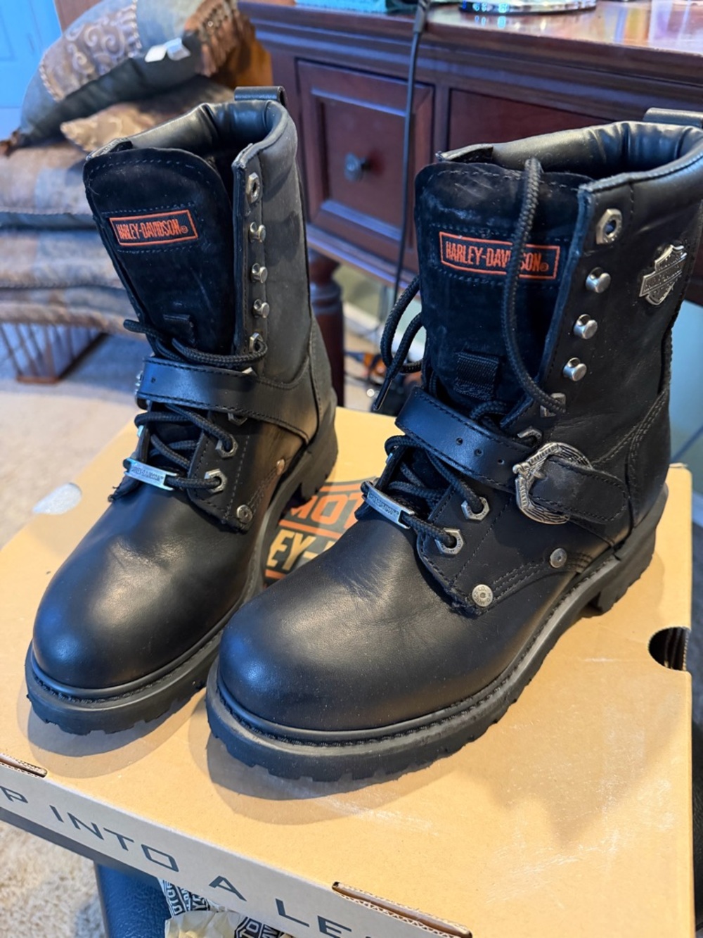 Harley-Davidson Women’s Black Lace-Up Leather Boots